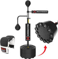 Sacco da boxe – con guantoni da boxe, da terra, tecnologia 3D/4D, regolabile, nero, MAXSTRENGTH