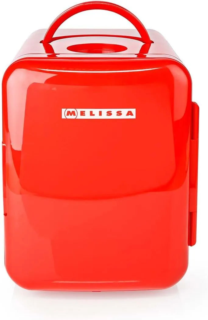 Frigorifero portatile 4L, 6 V, 12, 4 L, 220 V, mini frigo portatile, rosso, 6 lattine, funzione di riscaldamento e raffreddamento, design compatto con