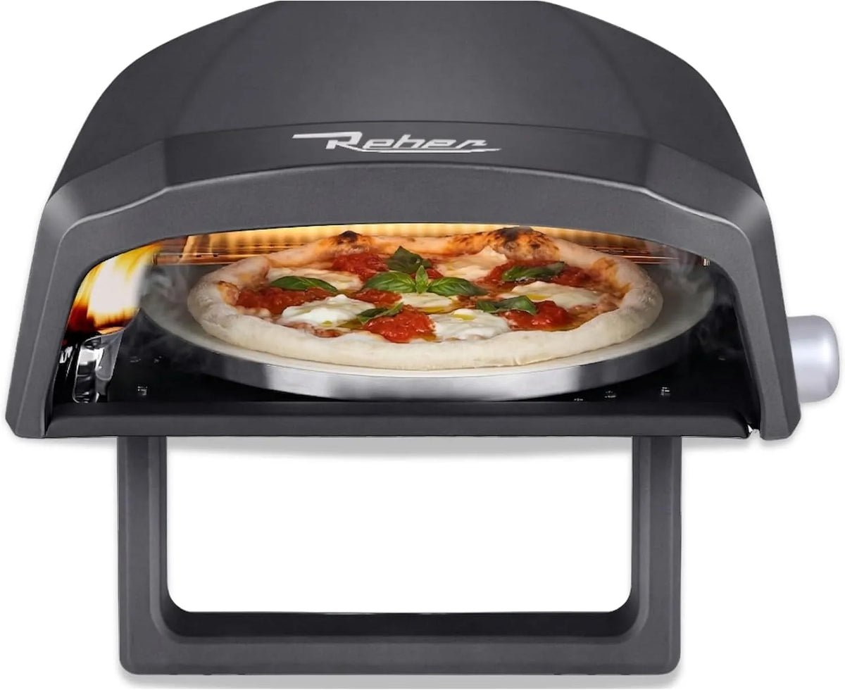 Forno elettrico per pizza, 32 cm, Reber Forno Pizza a Gas con Piatto Rotante 32 cm e Doppio Bruciatore GPL