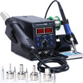 750W Rework Station Professionale 200°C-480°C con Display LED, 8786D Stazione Saldante ad Aria Calda 2 in 1, Saldatore Stagno con 4 Ugelli, 5 Punte