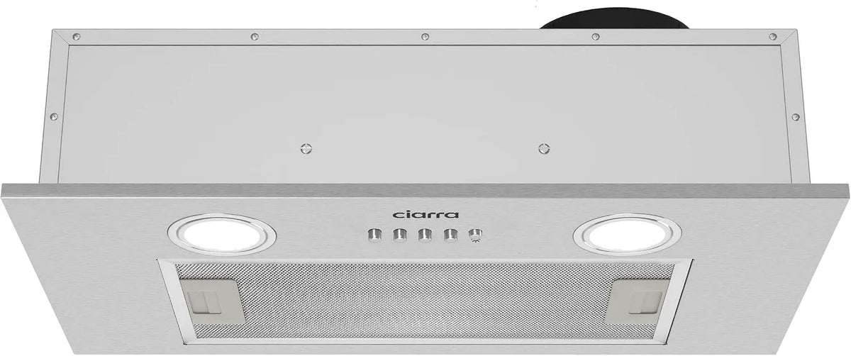 CIARRA CBCF005 Cappa aspirante, 52 cm, 300 m3/h, cappa da cucina, da incasso, 3 livelli, acciaio inox, filtro ai carboni attivi compatibile CBCF005