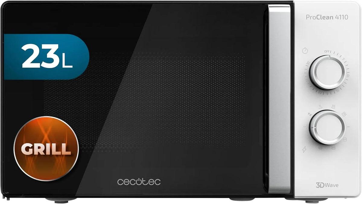 Cecotec Ready2Clean 30mins Forno a microonde, 23 L, 700/800 W, grill, timer, effetto 3D, tecnologia 3D Wave, 700W di potenza, rivestimento Ready2Clean