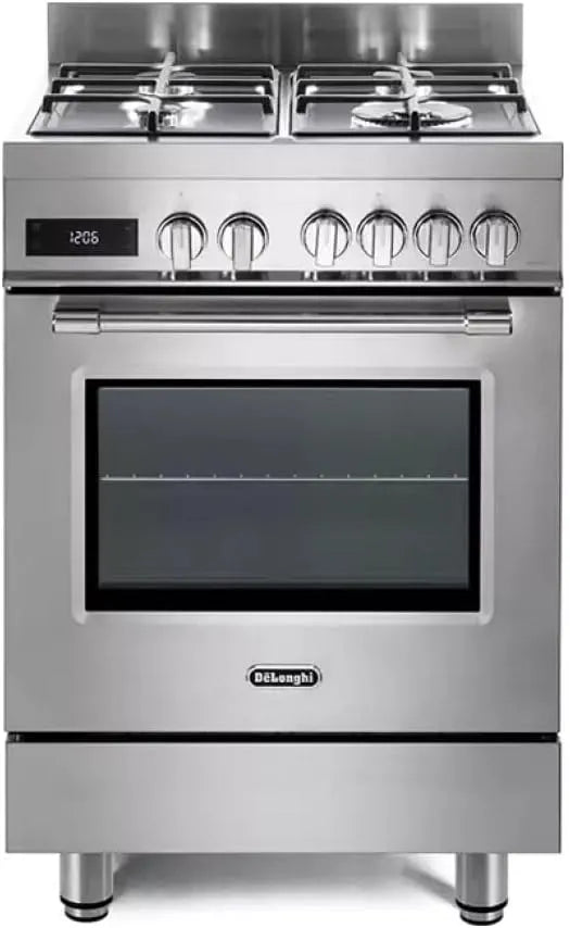De'Longhi Forno elettrico per pizza, 60 Cm, classe energetica E, PRO 66 MXL PZ Cucina A Gas, Easy Steam, 1 Doppia Corona, Master Pizza, 4 Bruciatori