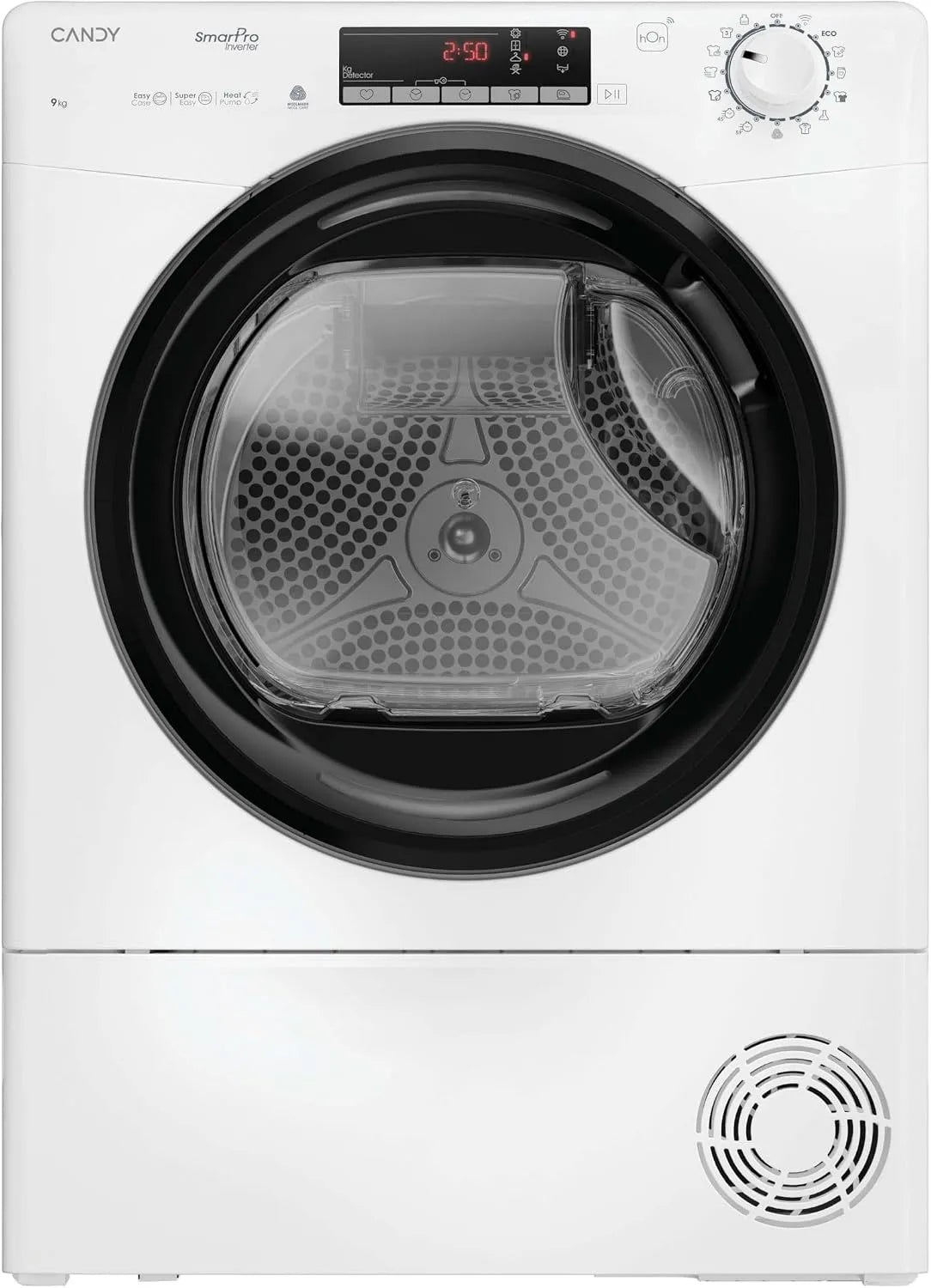 Candy EH9N4TBE-S Asciugatrice, 40 programmi, 9 kg, 63 dB, classe energetica B, Inverter, bianco, CRO, 63dB,: 85x59, 6x58, AxLxP