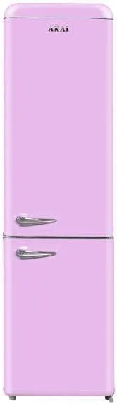 Frigorifero combinato CLASS300, frigo con congelatore, FRIGO COMBINATO VINTAGE ROSA AKAI CLASS300