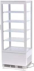 Vetrina refrigerata, 98 L, nero, Illuminazione a LED, 4 lati vetrati, Temperatura 0, +12°C, Freddo ventilato, ideale per bevande, pasticcerie e snack