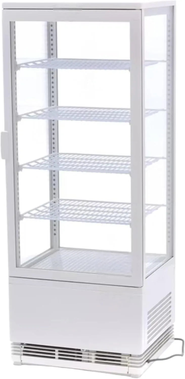 Vetrina refrigerata, 98 L, nero, Illuminazione a LED, 4 lati vetrati, Temperatura 0, +12°C, Freddo ventilato, ideale per bevande, pasticcerie e snack