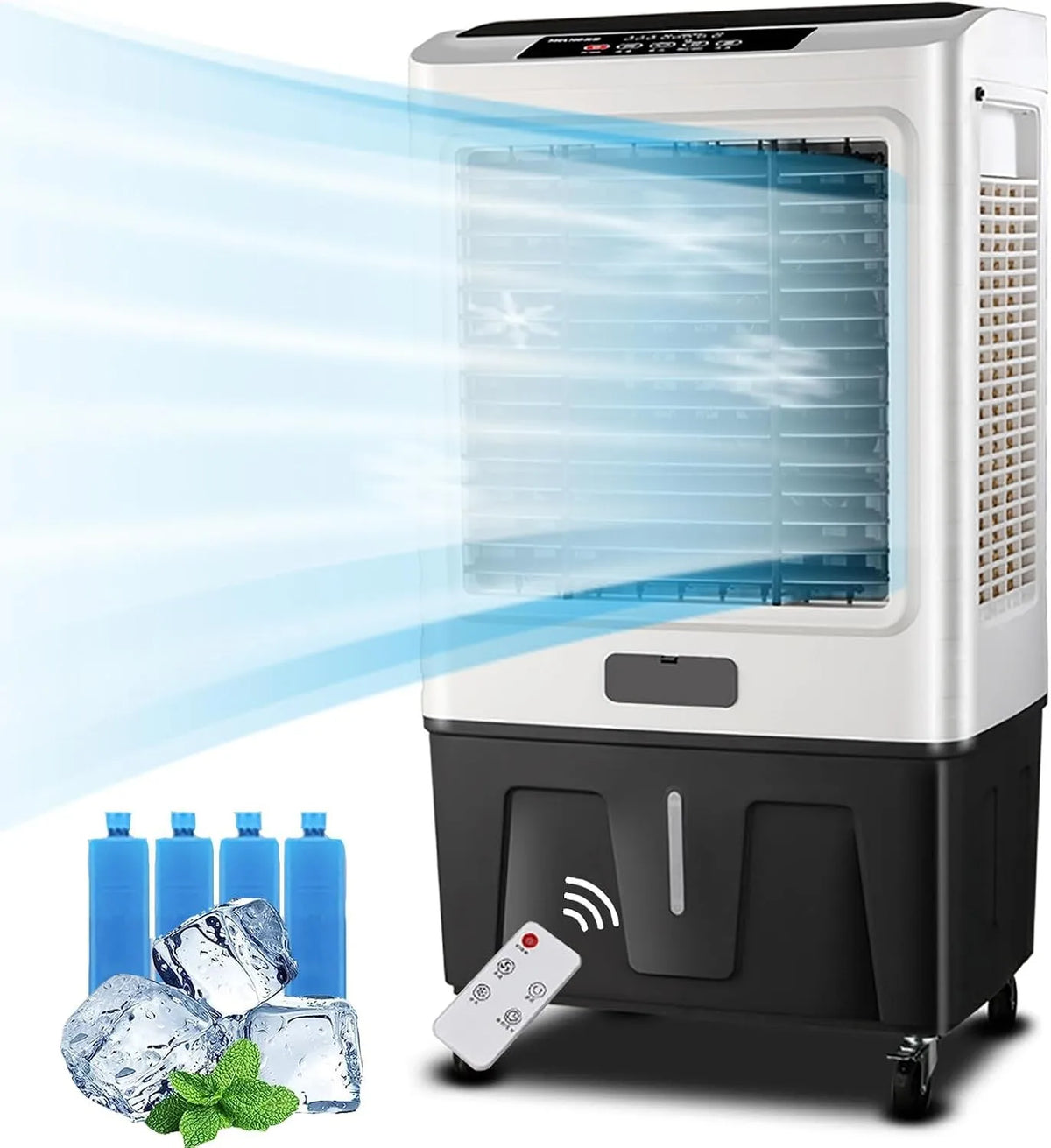 Dell Ventilatore, 80 L, 3 velocità, ampio serbatoio, professionale, Ventilatore raffrescatore d'Aria Professionale con Serbatoio dell'Acqua da 80