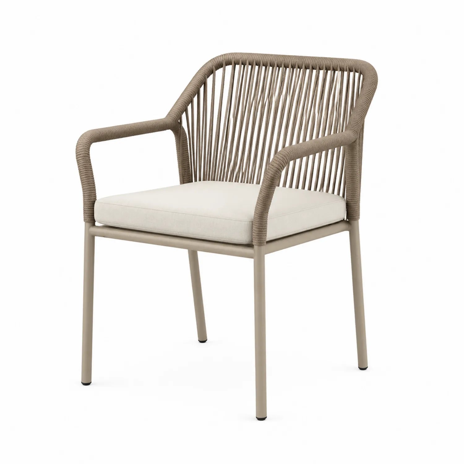 Sedia da esterno in metallo con seduta in corda beige