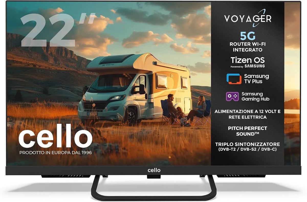 Samsung C22TZR-VOY Smart TV, 22 pollici, 12 V, televisore, Tizen OS, Wi-Fi, crea Internet ovunque, ideale per camper