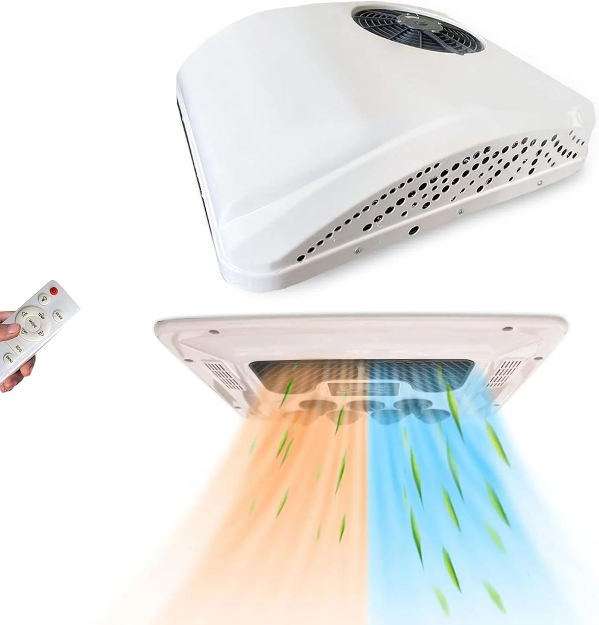 Condizionatore, 750 W, 12 V, 4000 BTU, Barca, ABS, 12V, 750W, Camion, Rimorchio, Trattore con Riscaldamento, Raffreddamento, riscaldamento rapido