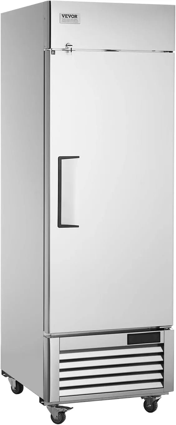 VEVOR Congelatore, 547 L, 685 x 800 x 2110 mm, -25 a -15 °C, vano congelatore, professionale, 2 zone di temperatura, acciaio inox, freezer verticale