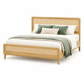 Letto matrimoniale in legno massello e rattan naturale 160x200 cm