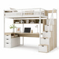 Letto a Soppalco con Scrivania in Legno e Metallo Bianco
