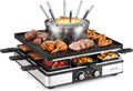 per 8 Persone, 2200W 3 in 1 Set Griglia per Raclette e Fonduta, COSTWAY