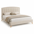 Letto matrimoniale imbottito in legno e tessuto Beige 160x200 cm
