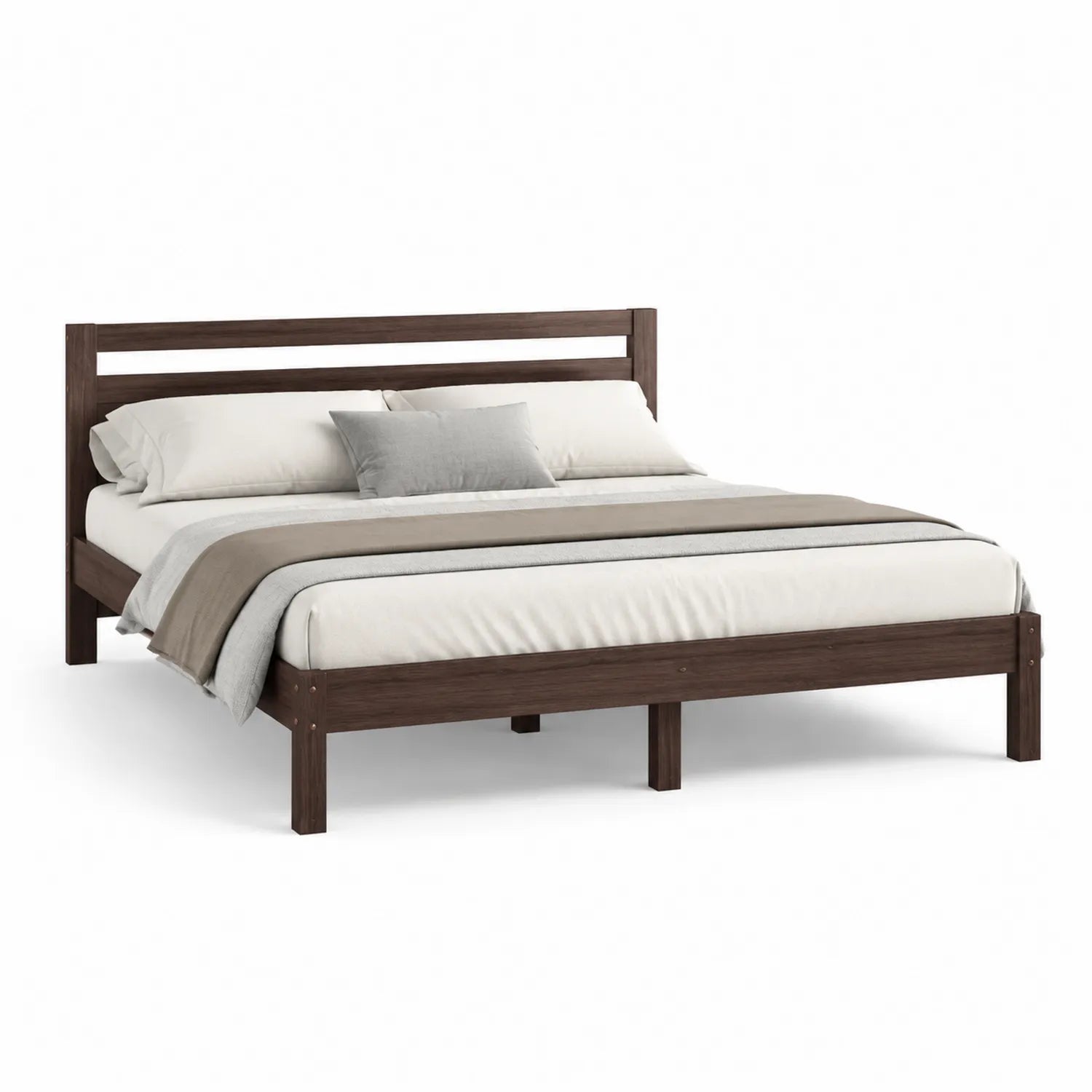 Letto matrimoniale in legno massello marrone 200x160 cm