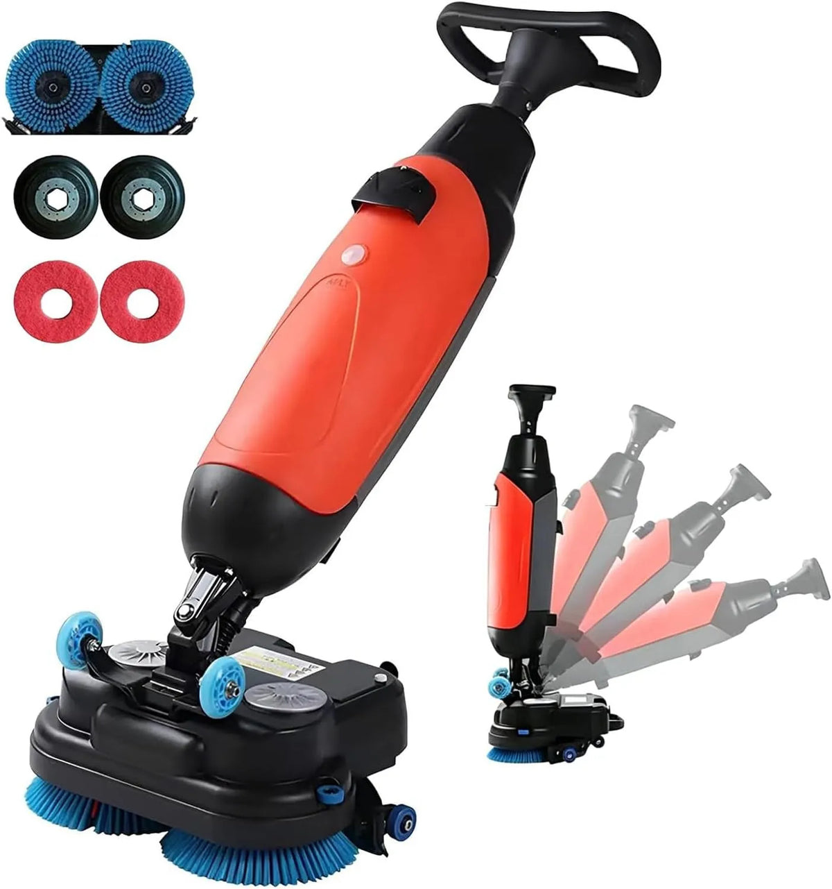 Lavasciuga, lavatrice, asciugatrice, portatile, industriale, professionale, Rotazione a 360°, 2 spazzole Regolabili, semovente, Ideale per officine e
