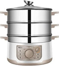 Prodotto multicooker a risparmio energetico a 3 livelli con timer da 60 minuti, Vaporiera per alimenti 13 L in acciaio inox, 1500 W, contenimento