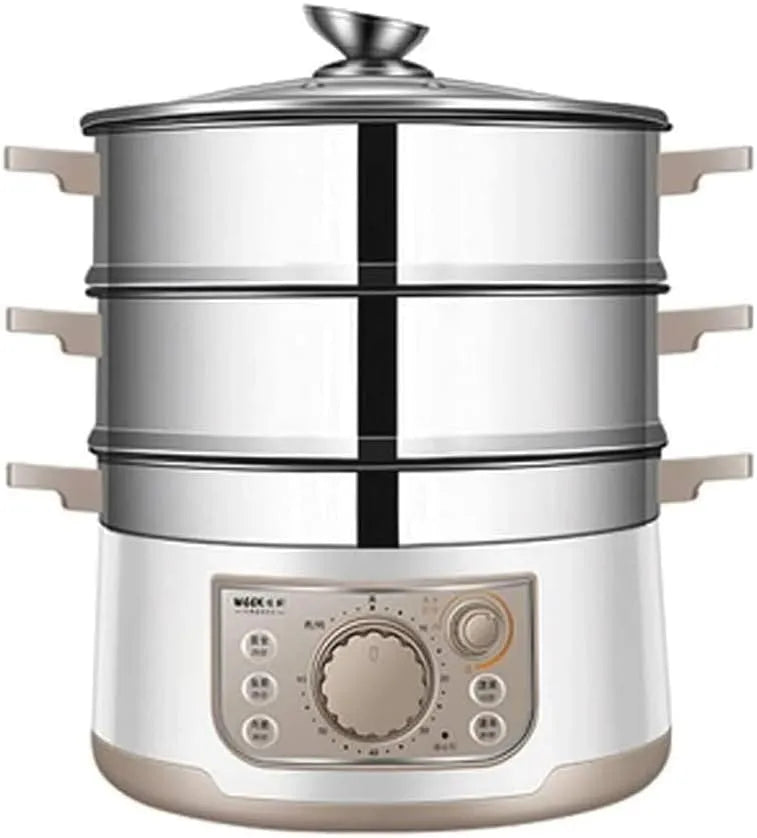 Prodotto multicooker a risparmio energetico a 3 livelli con timer da 60 minuti, Vaporiera per alimenti 13 L in acciaio inox, 1500 W, contenimento