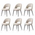 Set di 6 sedie da pranzo in tessuto beige e struttura in metallo