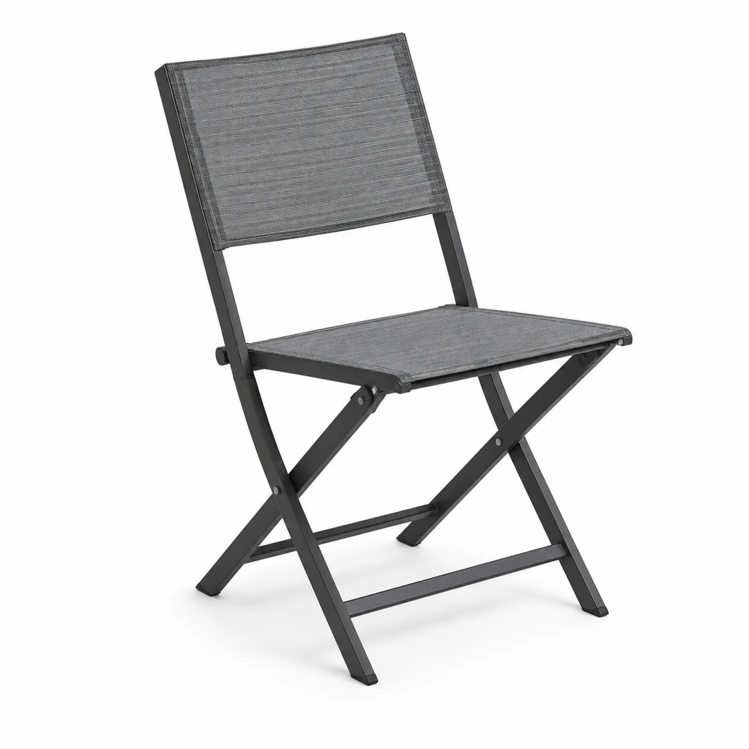 Sedia pieghevole in alluminio e textilene grigio scuro 45x54x81 cm