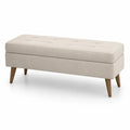 Panca in tessuto con contenitore beige 120x40x45 cm
