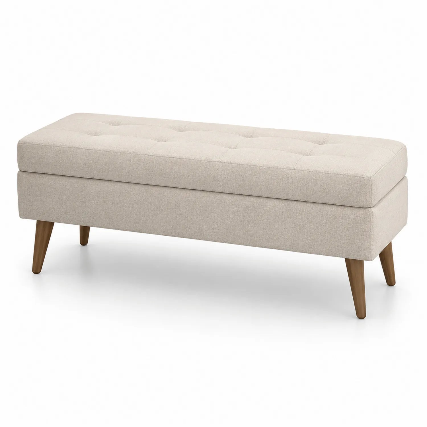Panca in tessuto con contenitore beige 120x40x45 cm