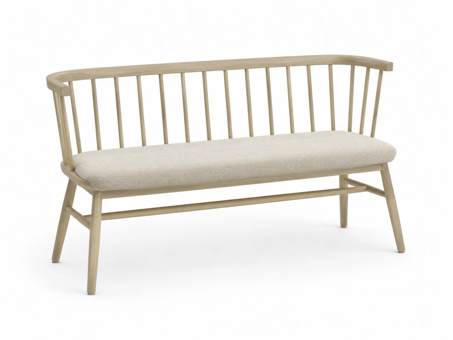 Panca in legno massello con seduta in poliestere beige