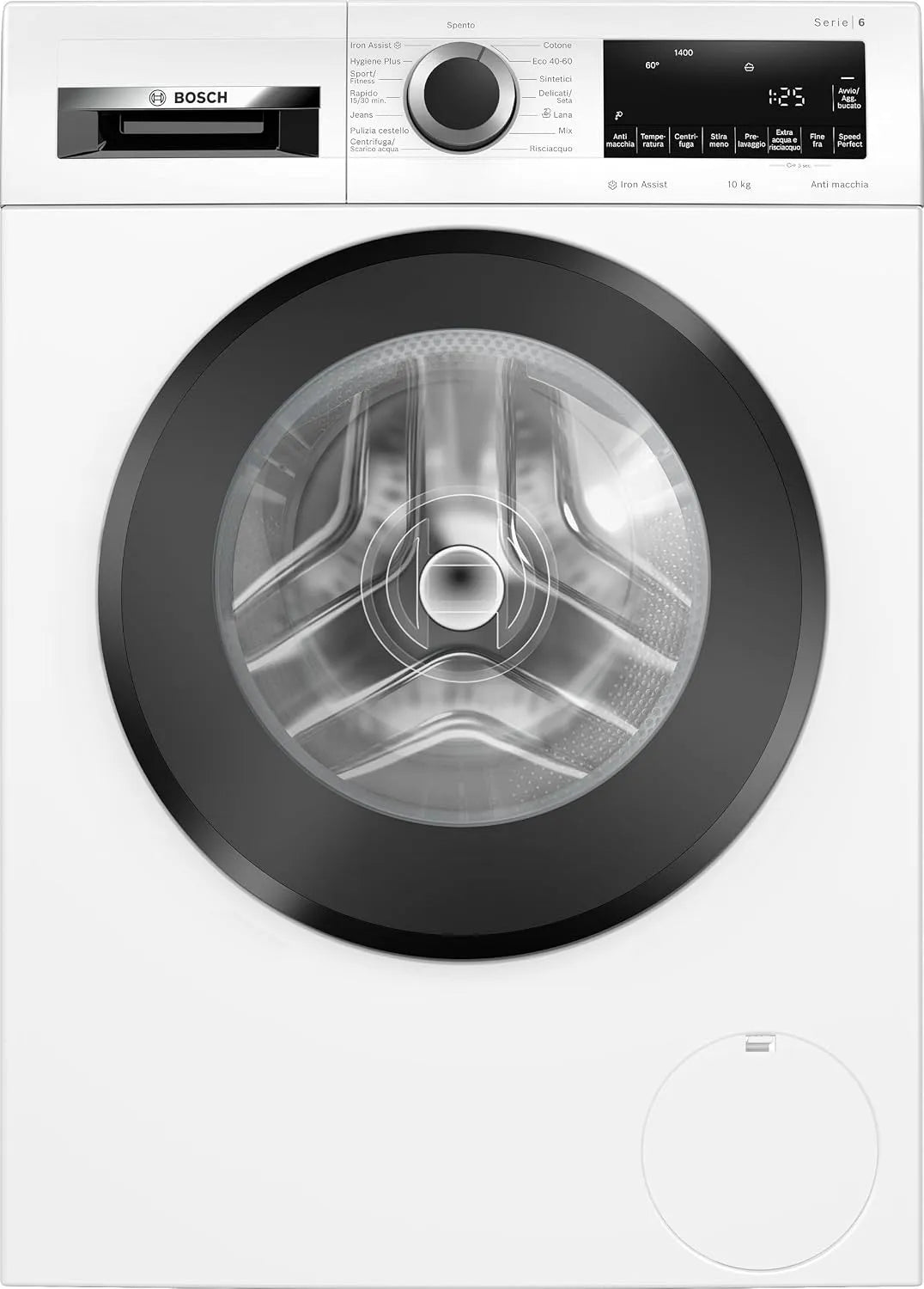 Bosch Serie 6 WGG254Z0IT Lavatrice, 60 cm, 10 kg, bianco, Iron Assist: riduce le pieghe fino al 50%, 1400 rpm, Lavatrice a carica frontale