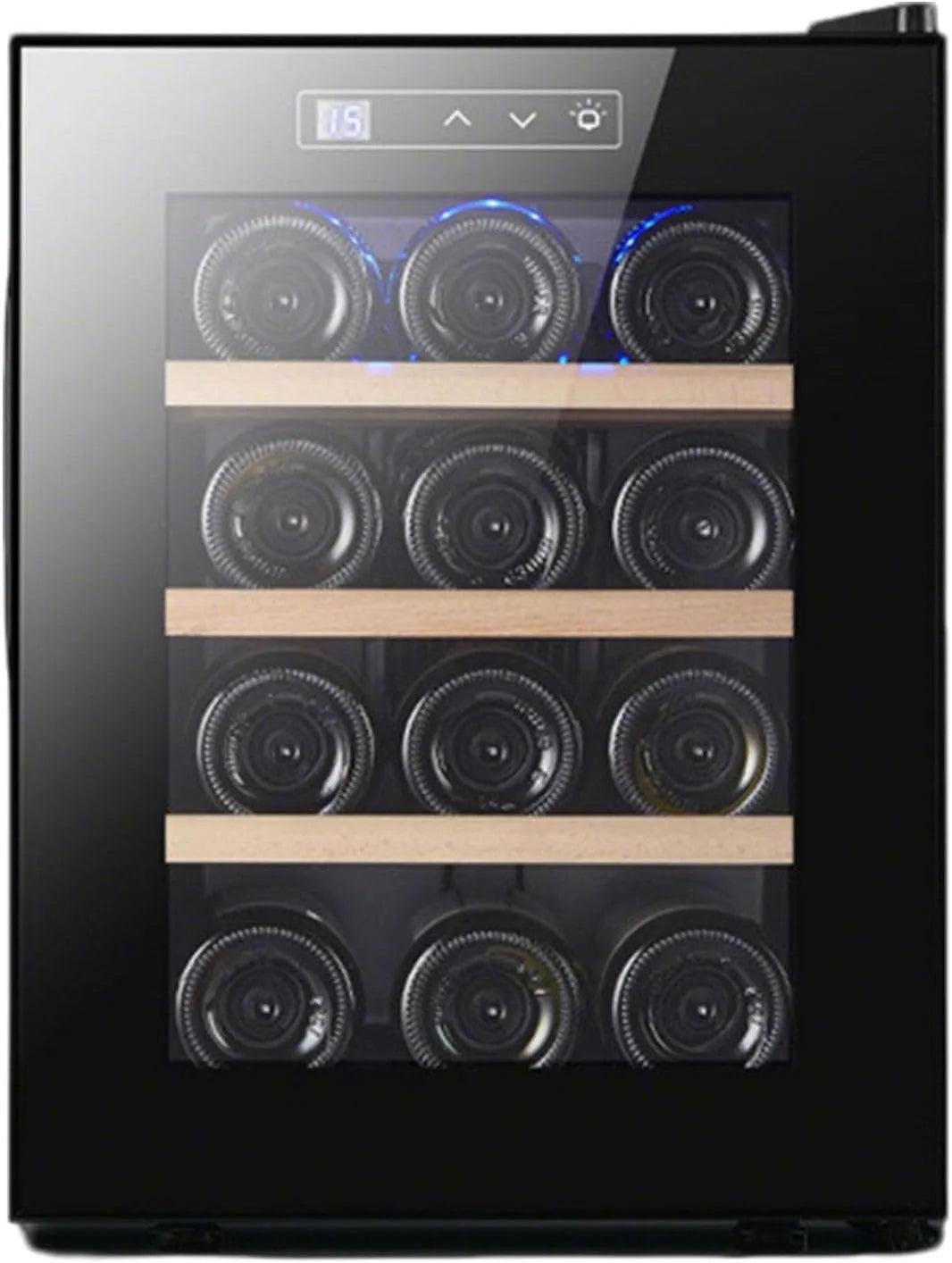 Cantinetta vino, 32 L, 12 bottiglie, 2 zone di temperatura, Porta Vetro temperato Anti-UV, Controllo Temperatura Intelligente, silenziosa, conserva