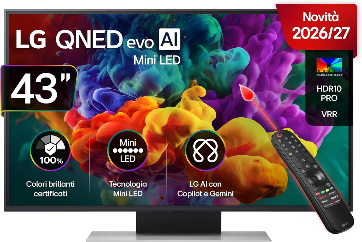 LG QNED86B Smart TV, 43 pollici, televisore, 4K UHD, Serie QNED86B 2026 Smart TV 4K - 43QNED86B6B