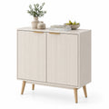Credenza moderna in MDF e legno massello bianca 90 cm