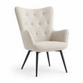 Poltrona in tessuto con gambe in metallo beige e nere