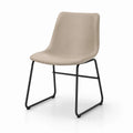 Sedia in Pelle Sintetica Beige con Telaio in Metallo Nero 55x48x80 cm