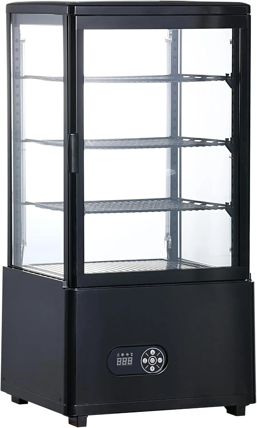 Prodotto 78 L, Vetrina Raffreddata Espositore, Ripiani Regolabili, Illuminazione a LED, Bianco e Nero Misura 45, 2 x 40, 6 x 96