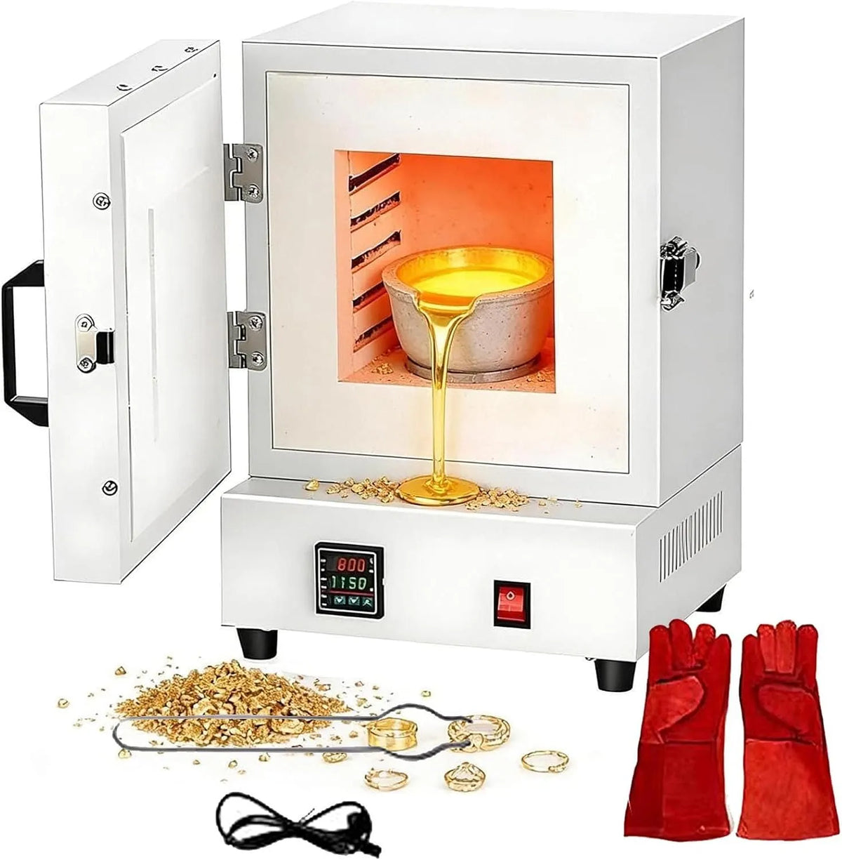 Forno elettrico, 2000 W, display digitale, 2 zone di temperatura, Forno A Muffola 2000w Per Ceramica, Forno Ad Alta Temperatura Per Fusione A Cera