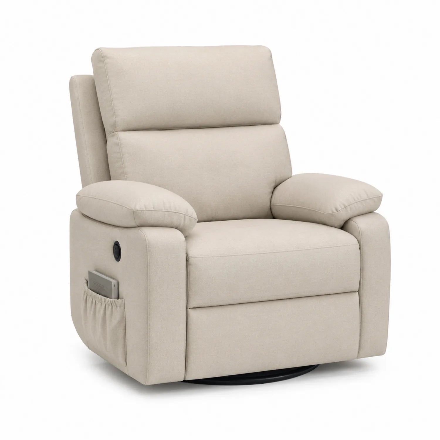 Poltrona Reclinabile in Tessuto Beige con Base Girevole