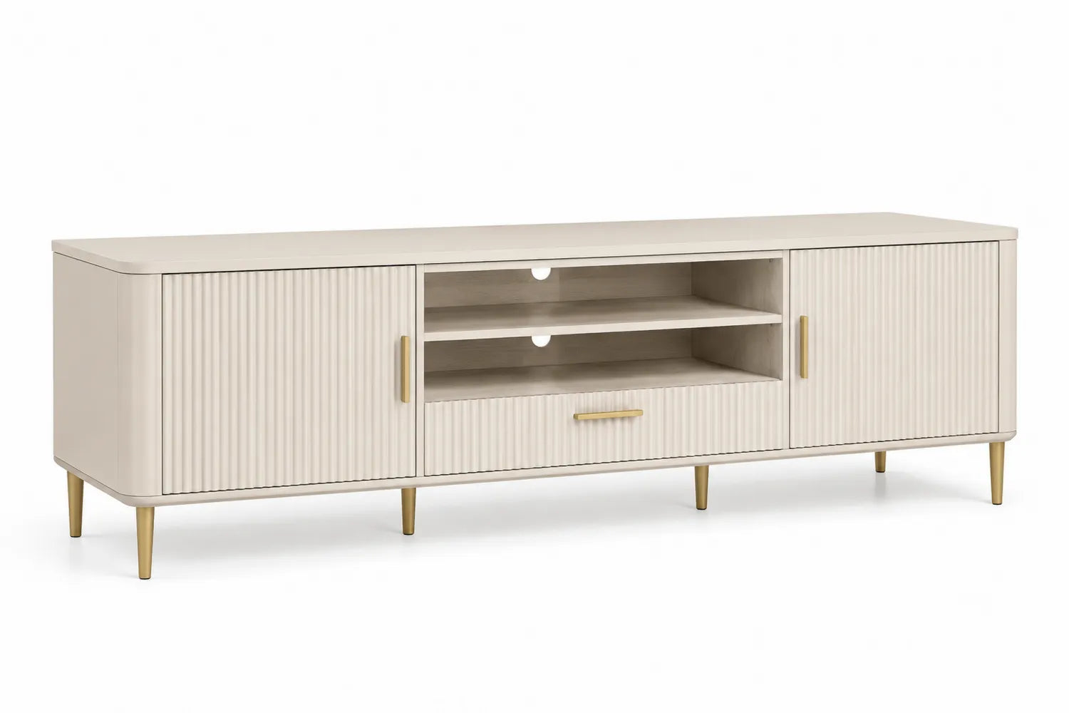 Mobile TV in legno con ante e ripiani 180x40x60cm