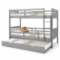 Letto a castello triplo in legno di pino grigio con cassetto