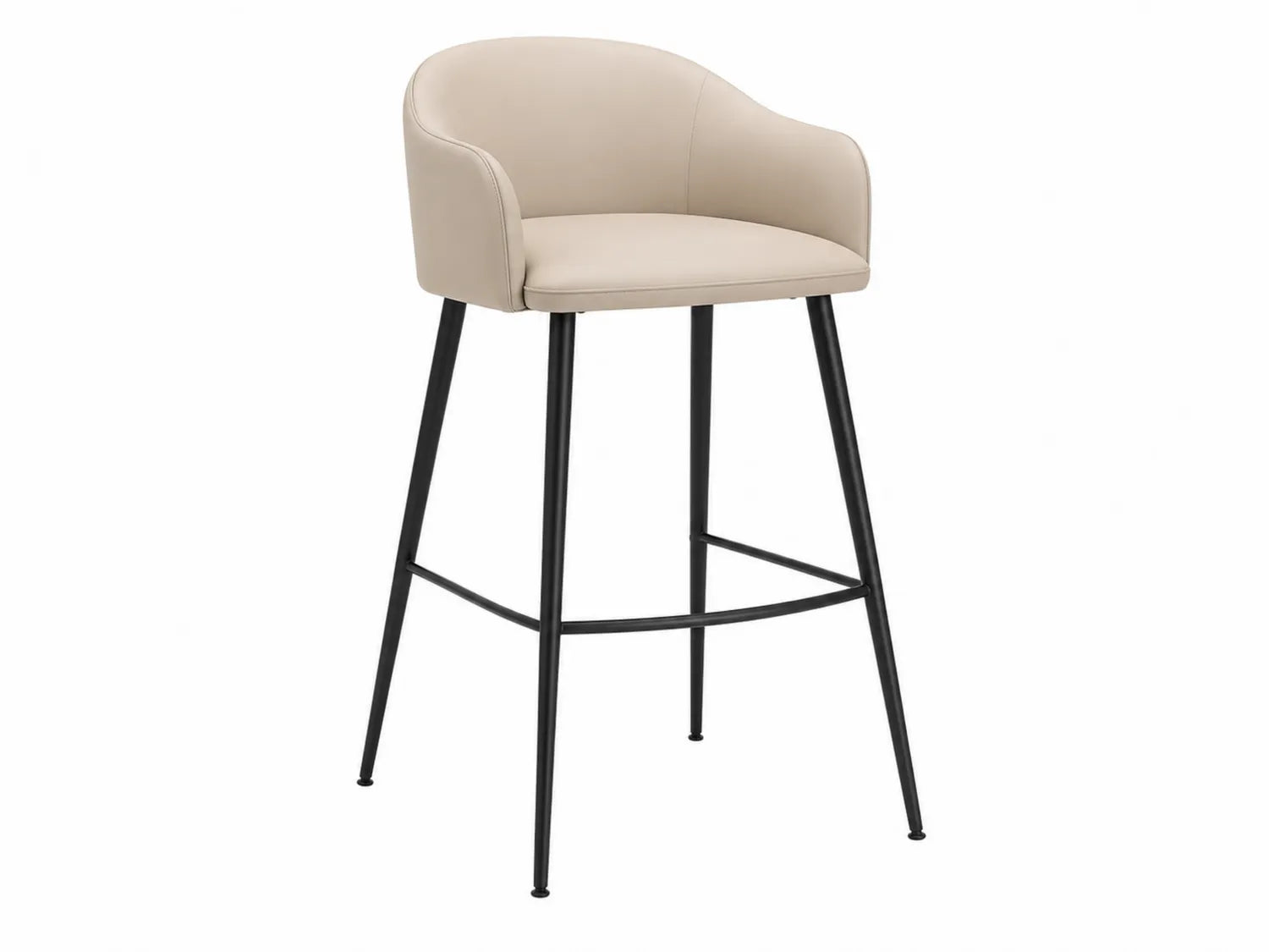 Sgabello da bar in pelle sintetica beige con struttura in acciaio nero 104 cm