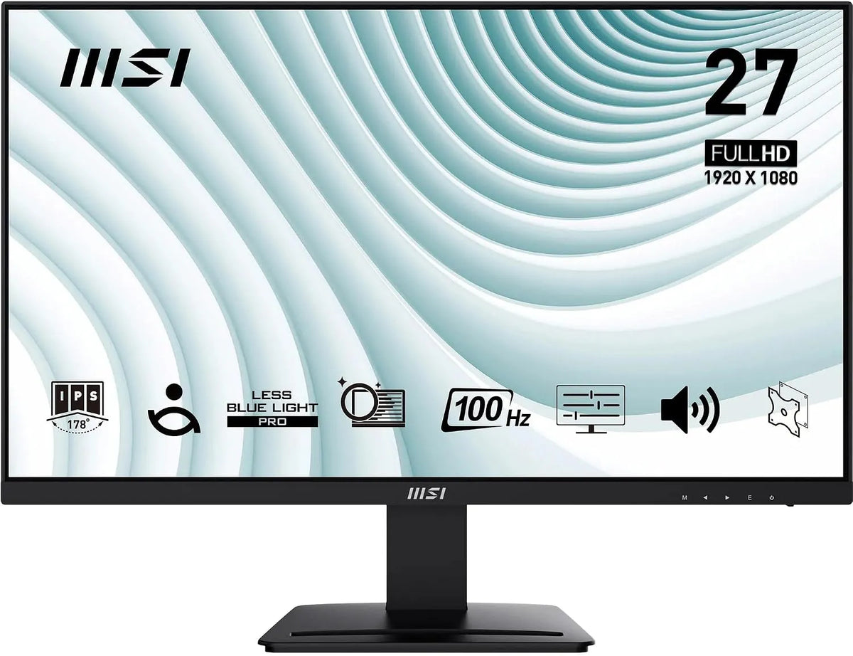 MSI MP273A 1.2a Monitor, 27 pollici, 1920 × 1080, 100 Hz, Full HD, pannello IPS, HDMI, blu, Montaggio VESA, Supporto Display Kit, Schermo a bassa