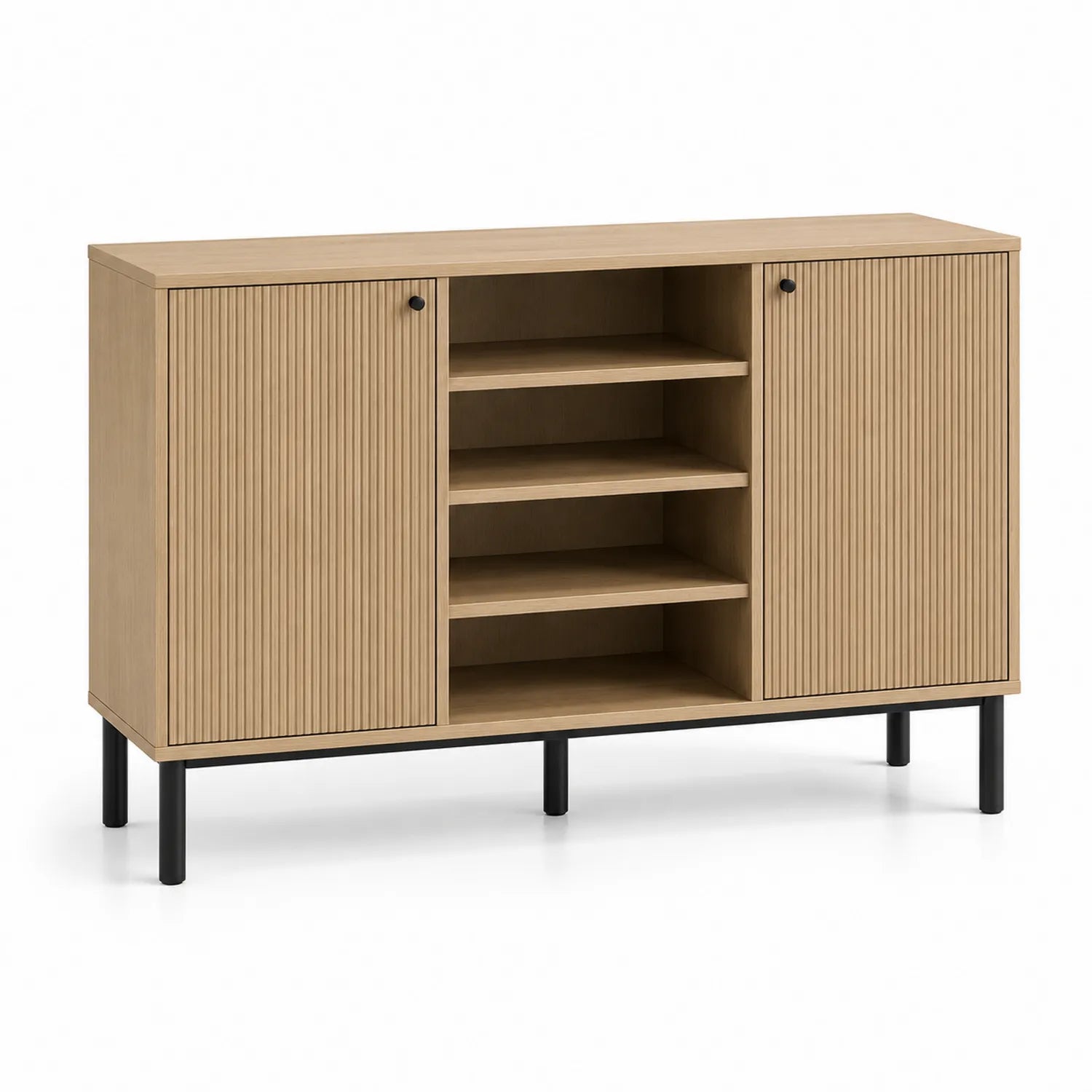 Credenza in Legno di Rovere con Ripiani e Ante