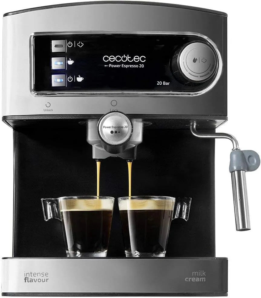 Cecotec Macchina da caffè, 6 L, 850 W, ampio serbatoio, acciaio inox, Pressione 20 Bar, Superficie A Tazza Calda, Serbatoio 1, Uscita A Doppio Braccio