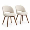 Set di 2 Sedie in Tessuto Beige con Gambe in Legno