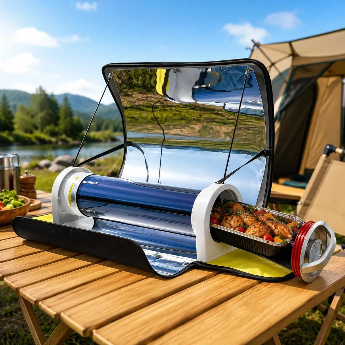 Forno elettrico, 5 L, portatile, Forno Solare da Campeggio Facile, 5 L con Termometro