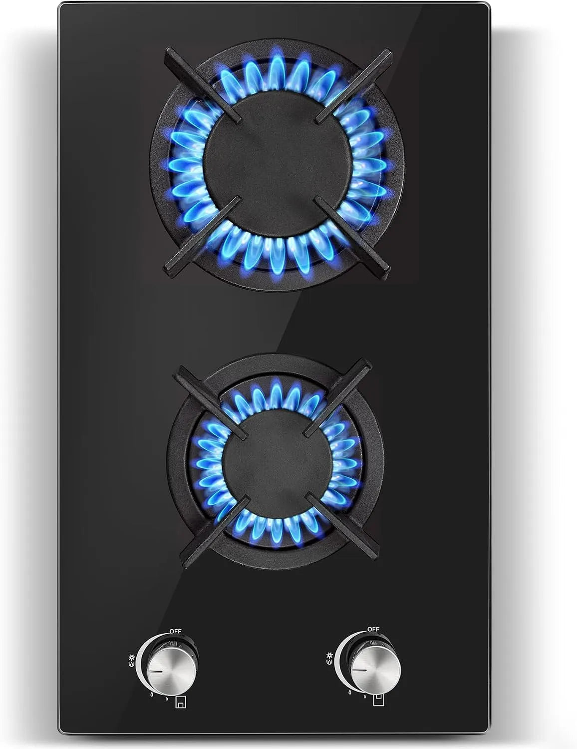Piano cottura a gas, 30cm, 2 fuochi, 4200 W, da incasso, fornello a gas, 4200W Piano Cottura a Incasso, Protezione Automatica Della Fiamma, Propano