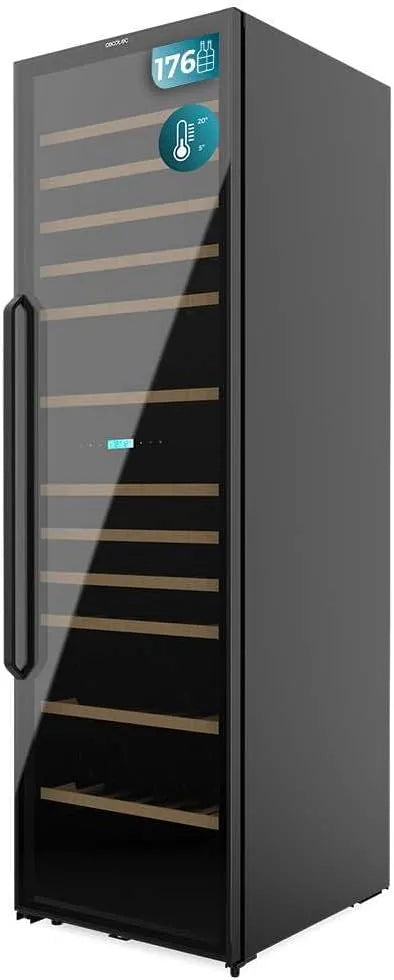 Cecotec Bolero GrandSommelier Cantinetta vino, 176 bottiglie, 5 a 20 °C, LED, Dual 5-20 oC, Temp, Doppio Circuito Refrigerazione, Filtro Carbone