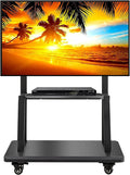 Smart TV, 75 pollici, televisore, ruote di trasporto, Supporto per Carrello per Display TV ad Altezza Regolabile con Vassoio, Adatto alla Maggior