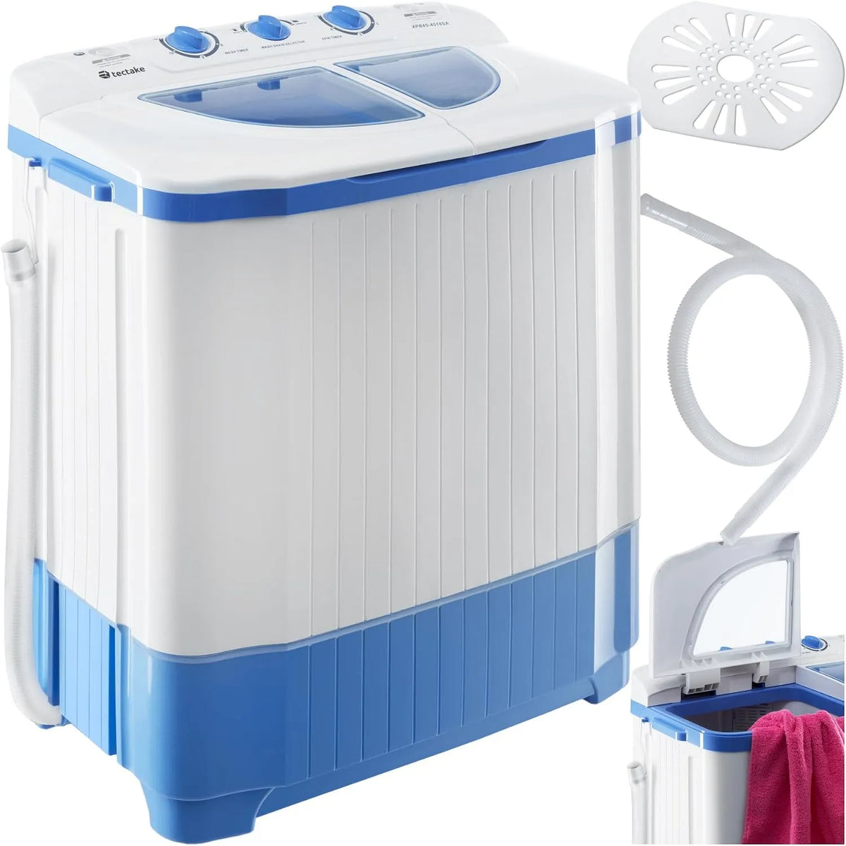 Lavatrice, 2 programmi, 5 kg, portatile, timer, bianco, 2 Funzioni di Lavaggio